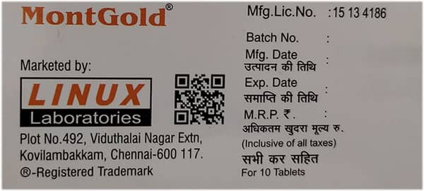 Montgold Strip Of 10 Tablets