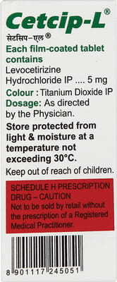 Cetcip L 5mg Strip Of 10 Tablets