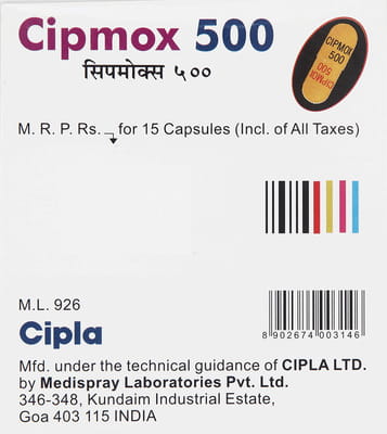 Cipmox 500mg Strip Of 15 Capsules