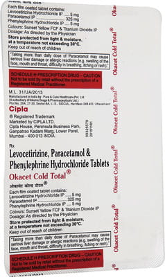 Okacet Cold Total Strip Of 10 Tablets