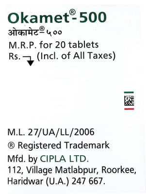 Okamet 500mg Strip Of 20 Tablets