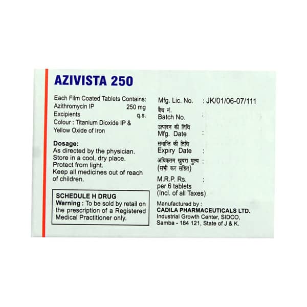 Azivista 250mg Strip Of 6 Tablets