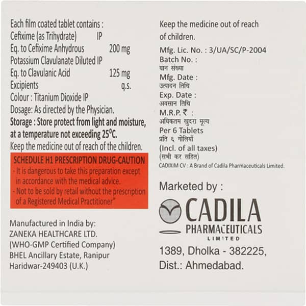 Cadixim Cv 325mg Tablet