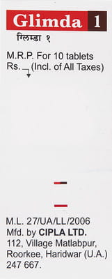 Glimda 1mg Strip Of 10 Tablets