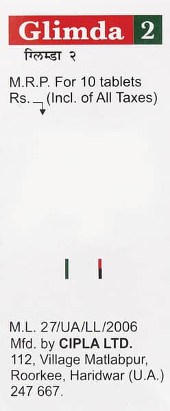 Glimda 2mg Strip Of 10 Tablets