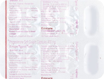 Emprogest 400mg Strip Of 10 Oral/Vaginal/Rectal Capsules