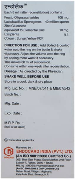 Endolac Bottle Of 60ml Dry Syrup