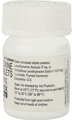 Lethyrox 12.5mcg Bottle Of 50 Tablets