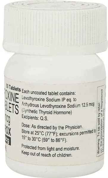 Lethyrox 12.5mcg Bottle Of 50 Tablets
