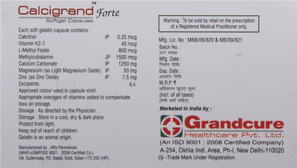Calcigrand Forte Strip Of 10 Softgel Capsules