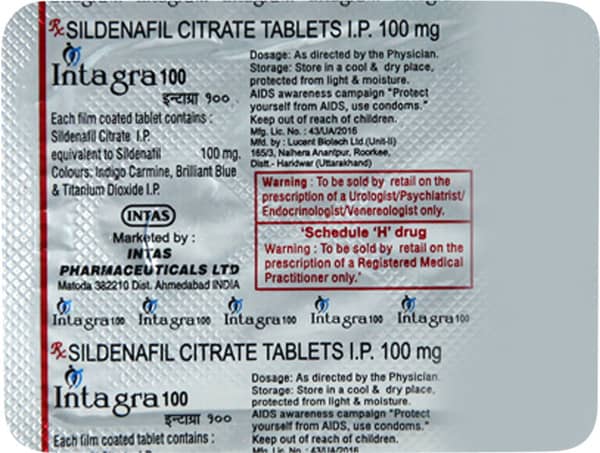Intagra 100mg Strip Of 4 Tablets