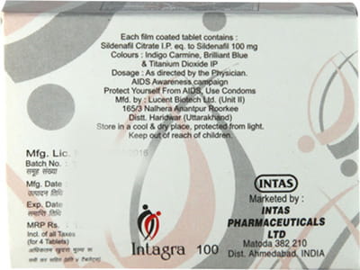 Intagra 100mg Strip Of 4 Tablets