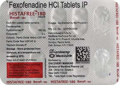 Histafree 180mg Strip Of 10 Tablets