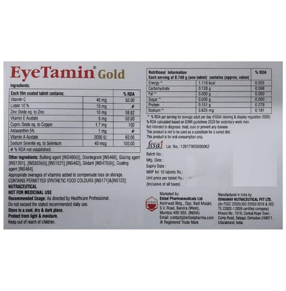 Eyetamin Gold Strip Of 10 Capsules