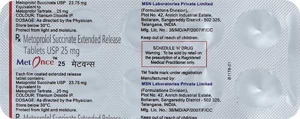 Metonce 25mg Strip Of 10 Tablets