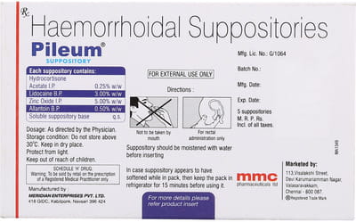 Pileum Strip Of 5 Rectal Suppositories
