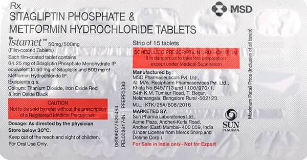 Istamet 50/500Mg Strip Of 15 Tablets