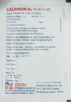 Caldison D3 Sugar Free Orange Flavour Sachet Of 1gm Oral Powder