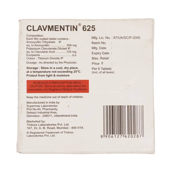 Clavmentin 625mg Tablet