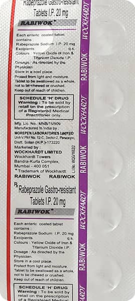 Rabiwok 20mg Strip Of 10 Tablets