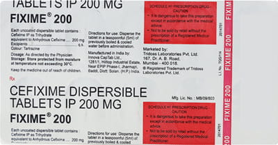 Fixime 200mg Strip Of 10 Tablets