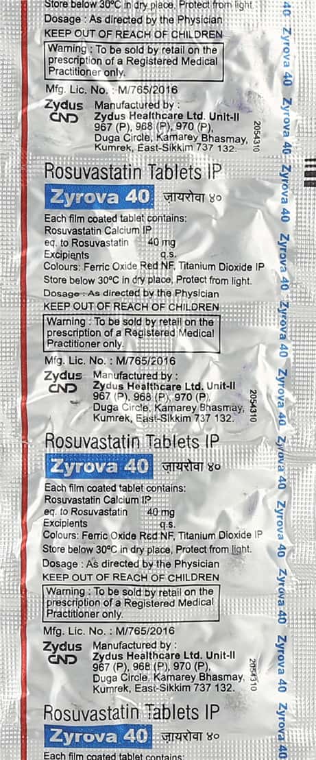 Zyrova Zyrova 40 MG Tablet (10): Uses, Side Effects, Price & Dosage | PharmEasy