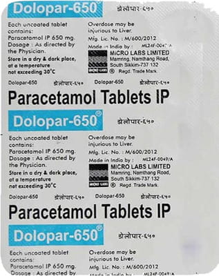 Dolopar 650mg Strip Of 15 Tablets