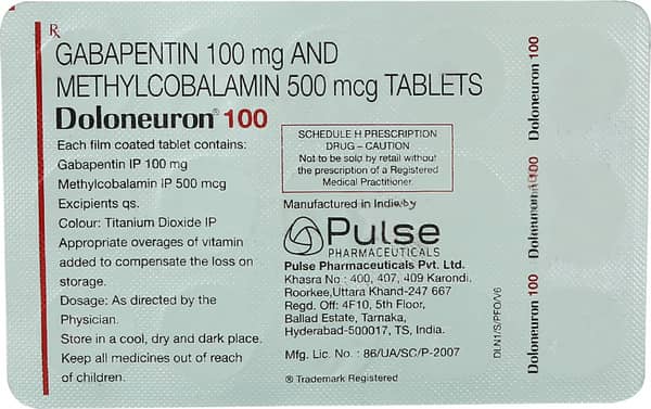 Doloneuron 100mg Strip Of 15 Tablets