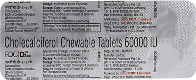 Fdc D3 60k Orange Flavour Sugar Free Strip Of 8 Chewable Tablets