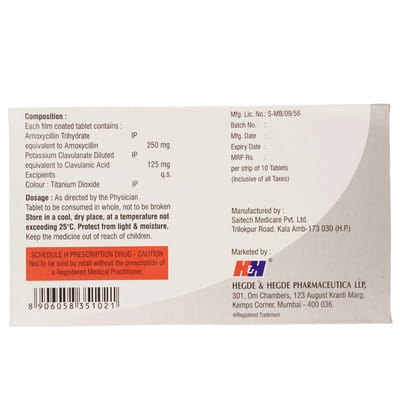 Hhamclav 375mg Strip Of 10 Tablets