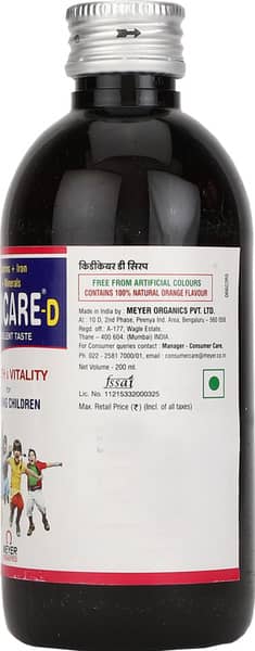 Kidicare D Orange Flavour Bottle Of 200ml Syrup
