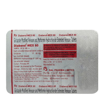 Diabend Mex 60mg Strip Of 10 Tablets
