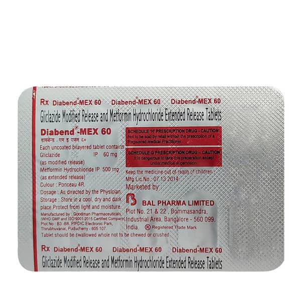 Diabend Mex 60mg Strip Of 10 Tablets