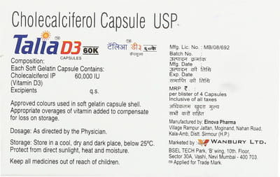 Talia D3 60k Strip Of 4 Capsules