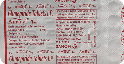 Amaryl 1mg Strip Of 30 Tablets