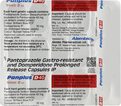 Panplus D 40mg Strip Of 15 Capsules