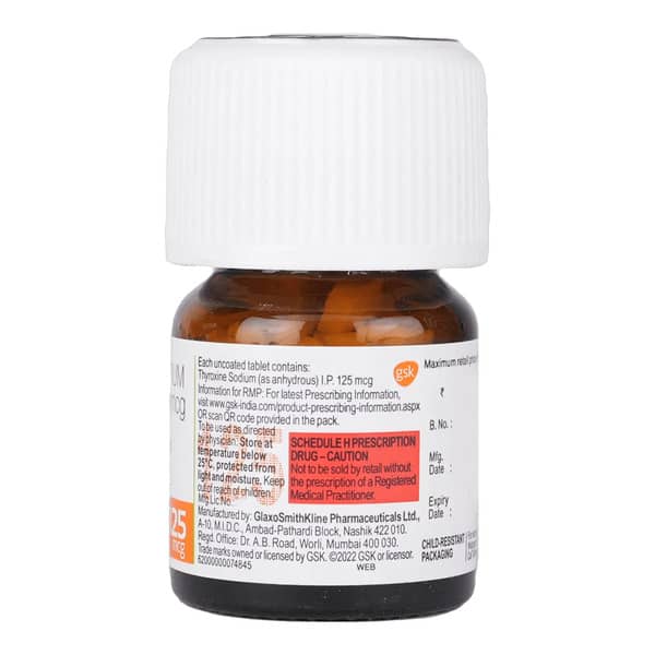 Eltroxin 125 Mcg Bottle Of 60 Tablets