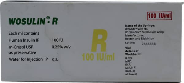 Wosulin R 100Iu Vial Of 5Ml Injection