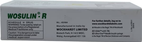 Wosulin R 100Iu Vial Of 5Ml Injection