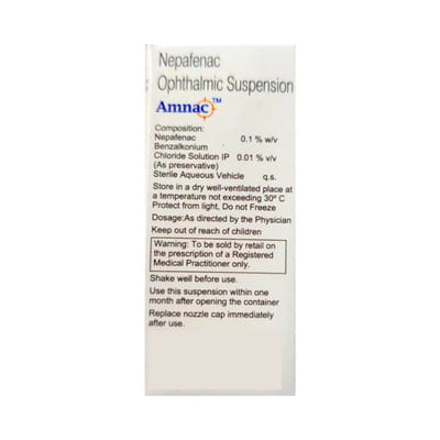 Amnac 0.1% Bottle Of 5ml Eye Drops