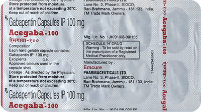 Acegaba 100mg Strip Of 10 Capsules