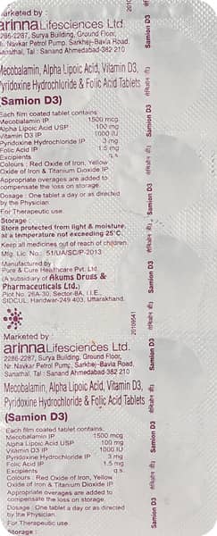 Samion D3 Strip Of 10 Tablets