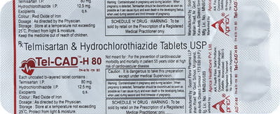 Tel Cad H 80mg Strip Of 10 Tablets
