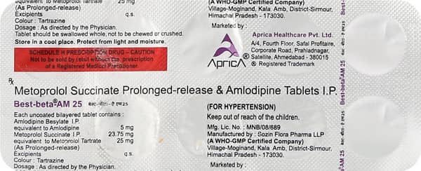 Best Beta Am 25mg Strip Of 10 Tablets