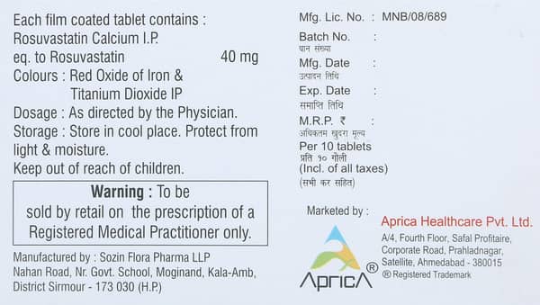 Rosurica 40mg Strip Of 10 Tablets