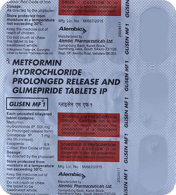 Glisen Mf 1mg Strip Of 15 Tablets