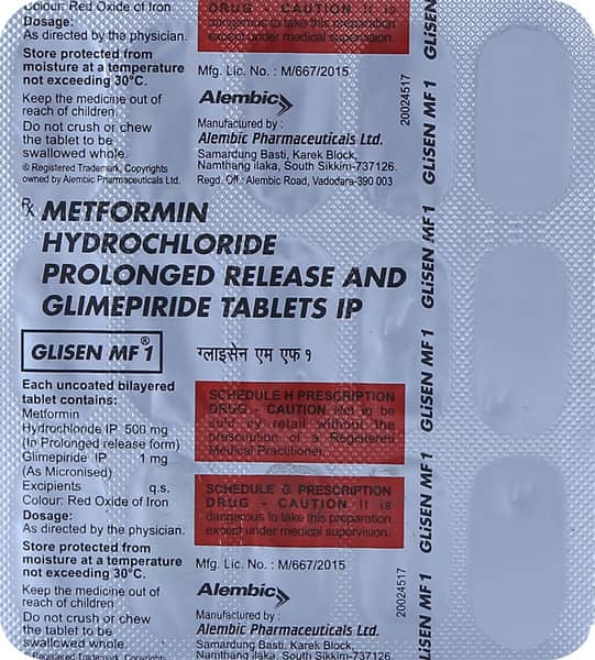 Glisen Mf 1mg Strip Of 15 Tablets