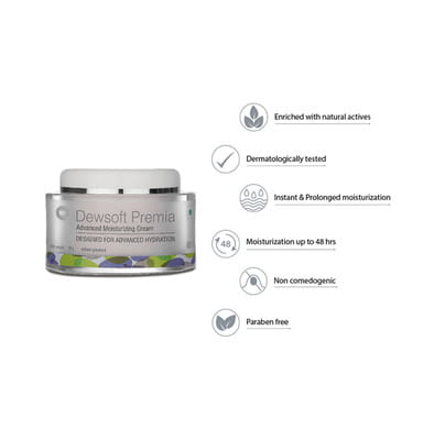 Dewsoft Premia Advanced Moisturizing Cream Squat Jar Of 50gm