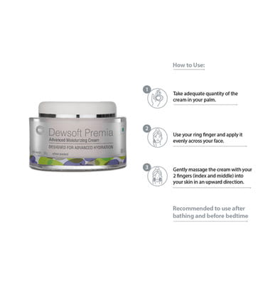 Dewsoft Premia Advanced Moisturizing Cream Squat Jar Of 50gm