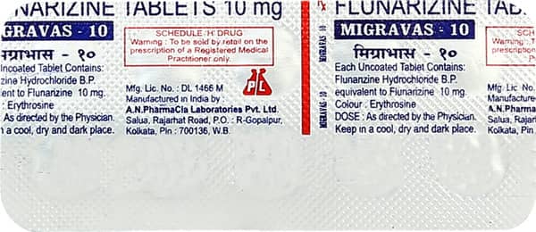 Migravas 10Mg Strip Of 10 Tablets